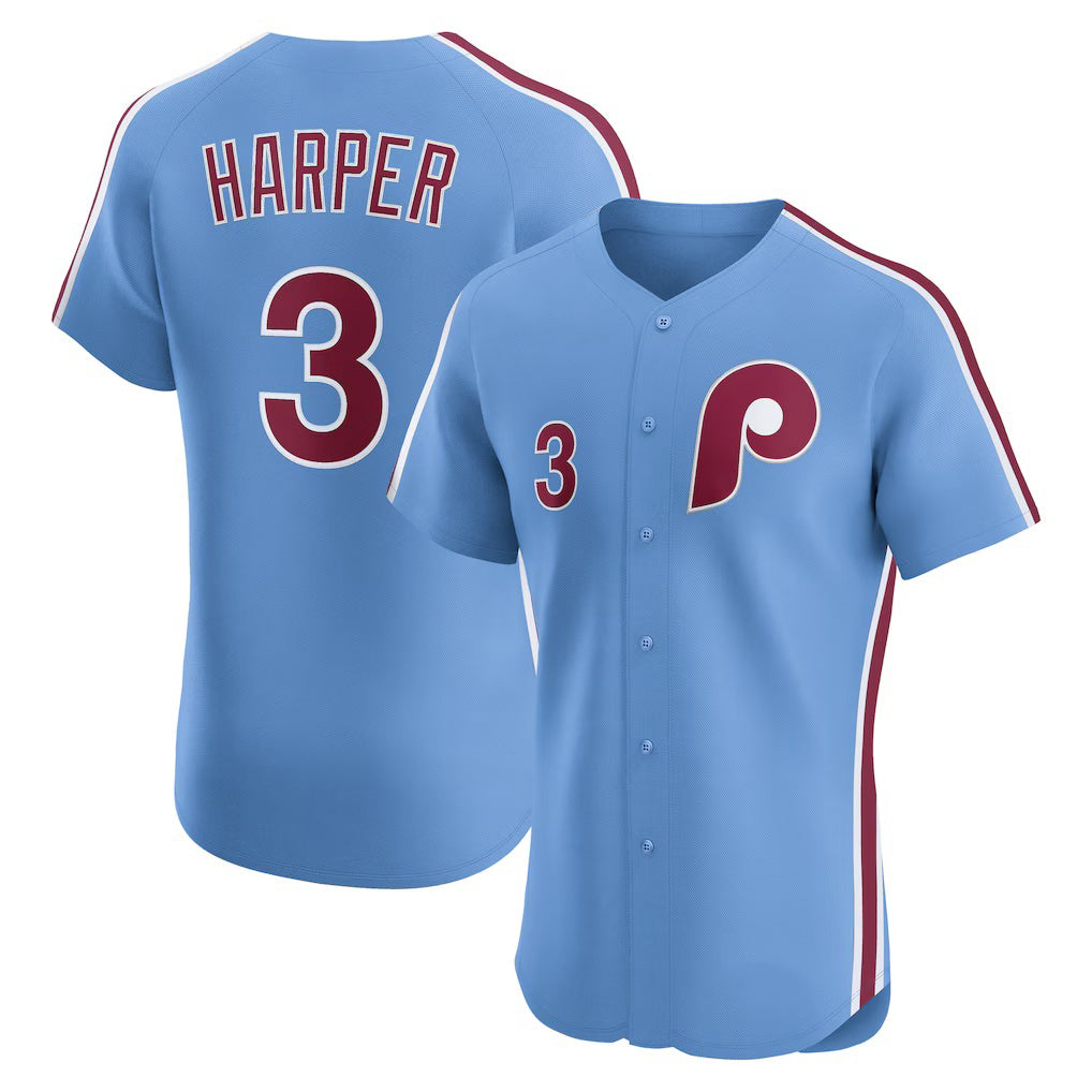 Philadelphia Phillies #3 Bryce Harper Light Blue Jermy Alternate Elite Jersey