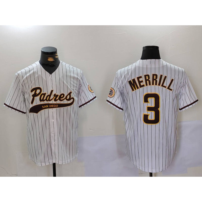 San Diego Padres #3 Jackson Merrill White Jermy 2023 Cool Base Stitched Jersey 2