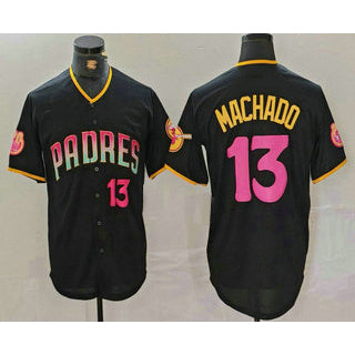 San Diego Padres #13 Manny Machado Number Black Jermy 20th Anniversary Cool Base Stitched Jersey