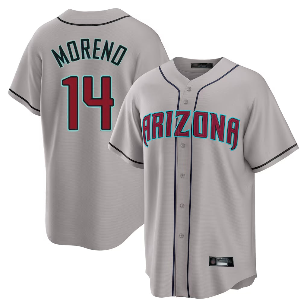 Arizona Diamondbacks #14 Gabriel Moreno Player Gray Jermy Road Home Game Stitched Jerseys