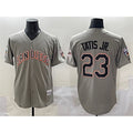 San Diego Padres #23 Fernando Tatis Jr. Gray Jermy Fashion Throwback With Patch Cool Base Stitched Jersey