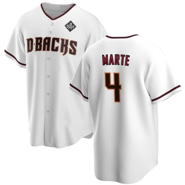 Arizona Diamondbacks #4 Ketel Marte White Jermy 2023 World Series Cool Base Stitched Jersey