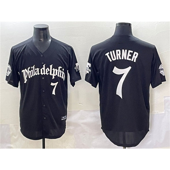 Philadelphia Phillies #7 Trea Turner Black Jermy Gothic Vapor Limited Stitched Jersey