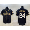 Seattle Mariners #24 Ken Griffey Jr. Black Gold Jermy Cool Base Stitched Jersey