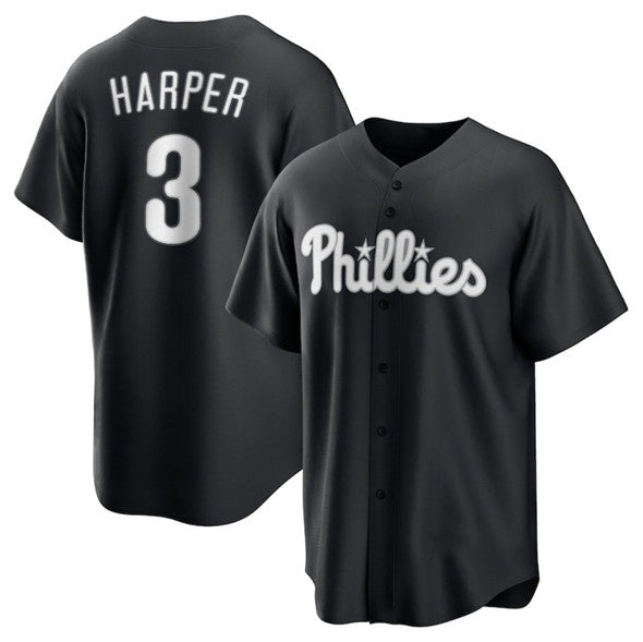 Philadelphia Phillies #3 Bryce Harper Black Jermy Lights Out Limited Stitched Jersey