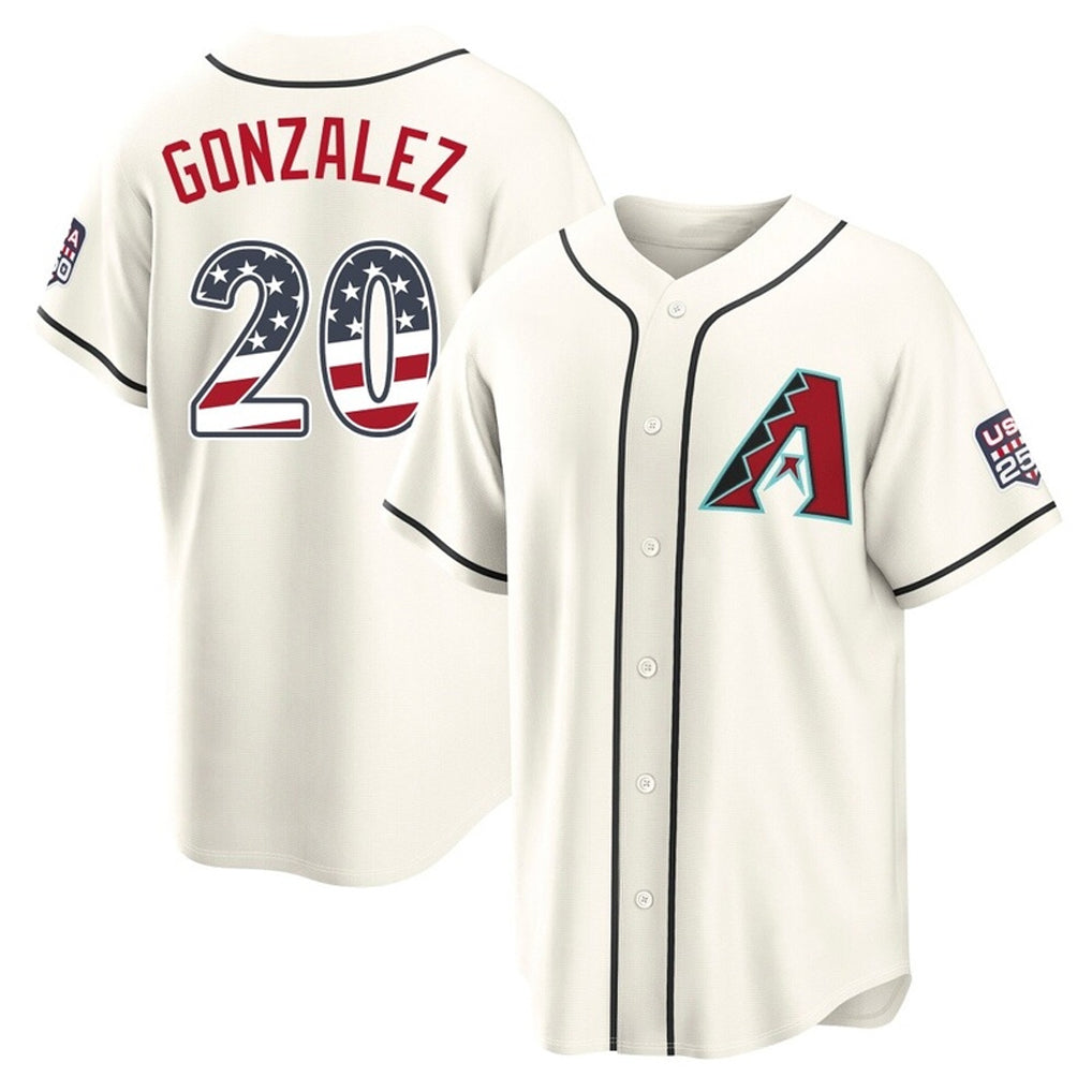 Arizona Diamondbacks #20 Luis Gonzalez Player Cream Jermy USA 250 Fourth of July Home Game Stitched Jerseys