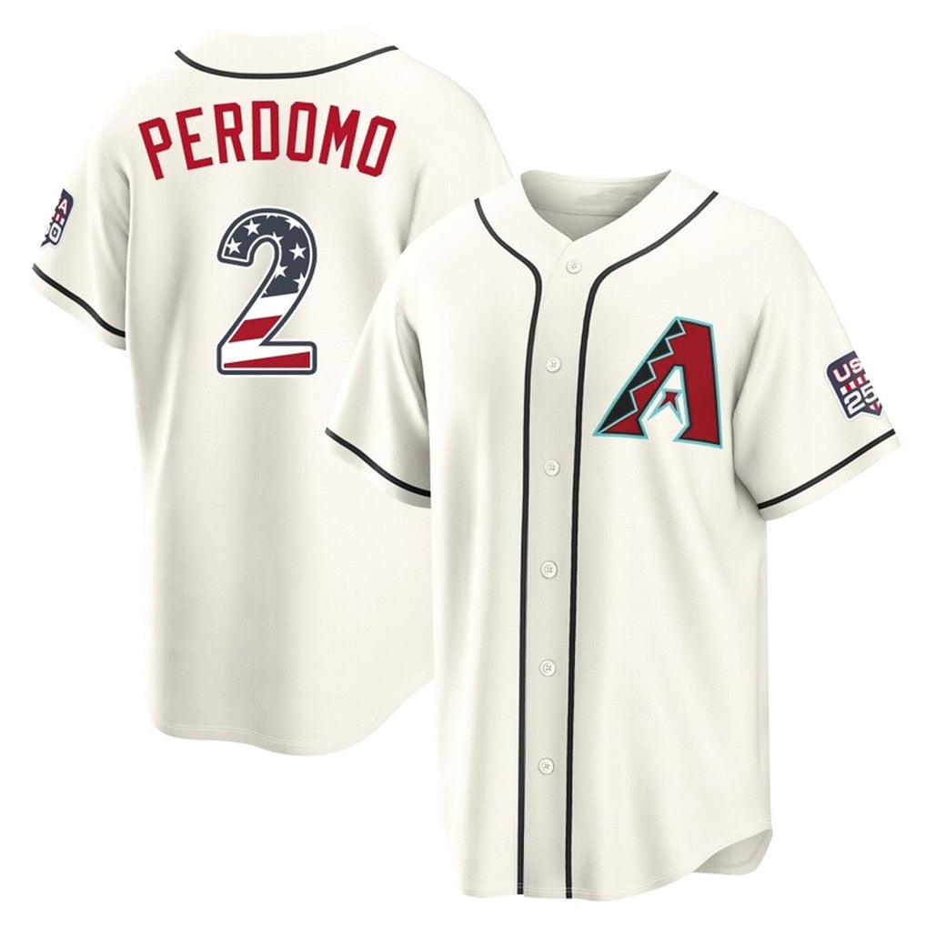 Arizona Diamondbacks #2 Geraldo Perdomo Player Cream Jermy USA 250 Fourth of July Home Game Stitched Jerseys