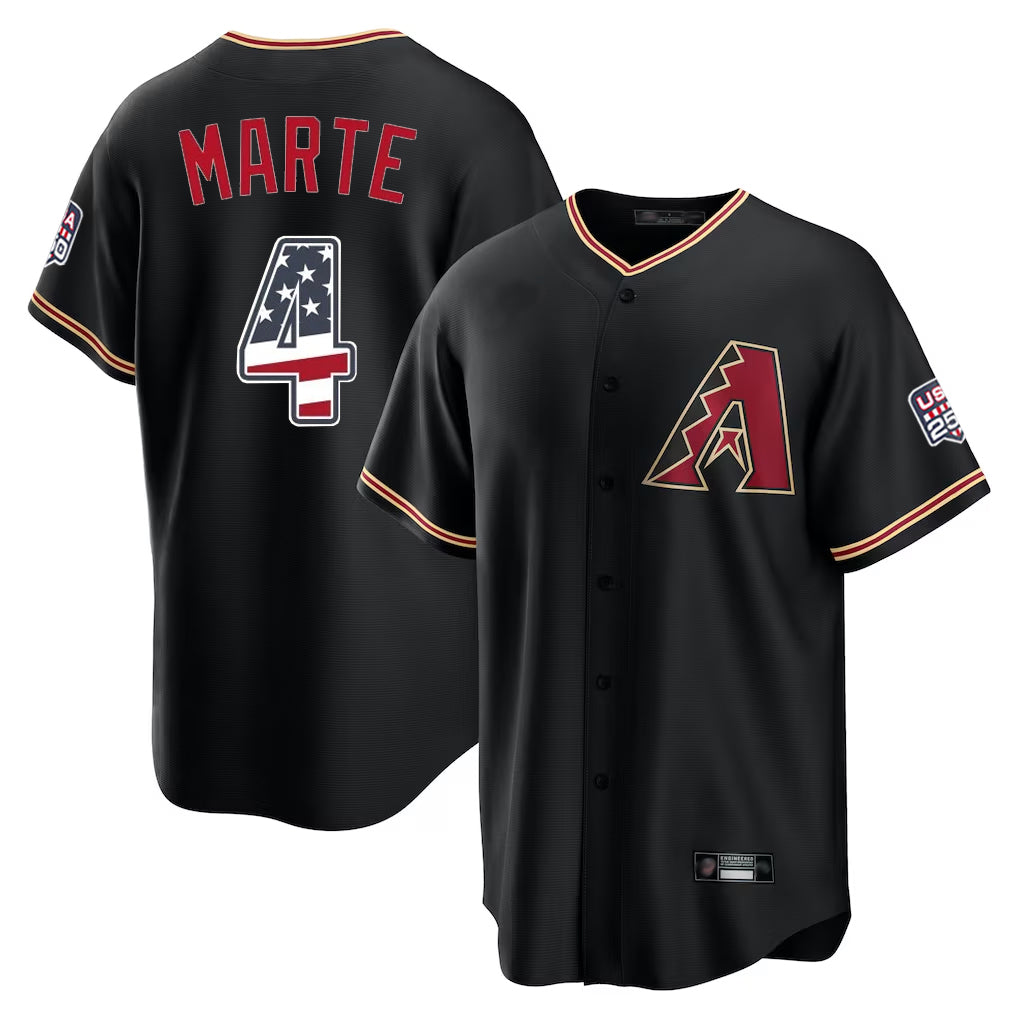 Arizona Diamondbacks #4 Ketel Marte Player Black Jermy USA 250 Fourth of July Game Home Stitched Jerseys