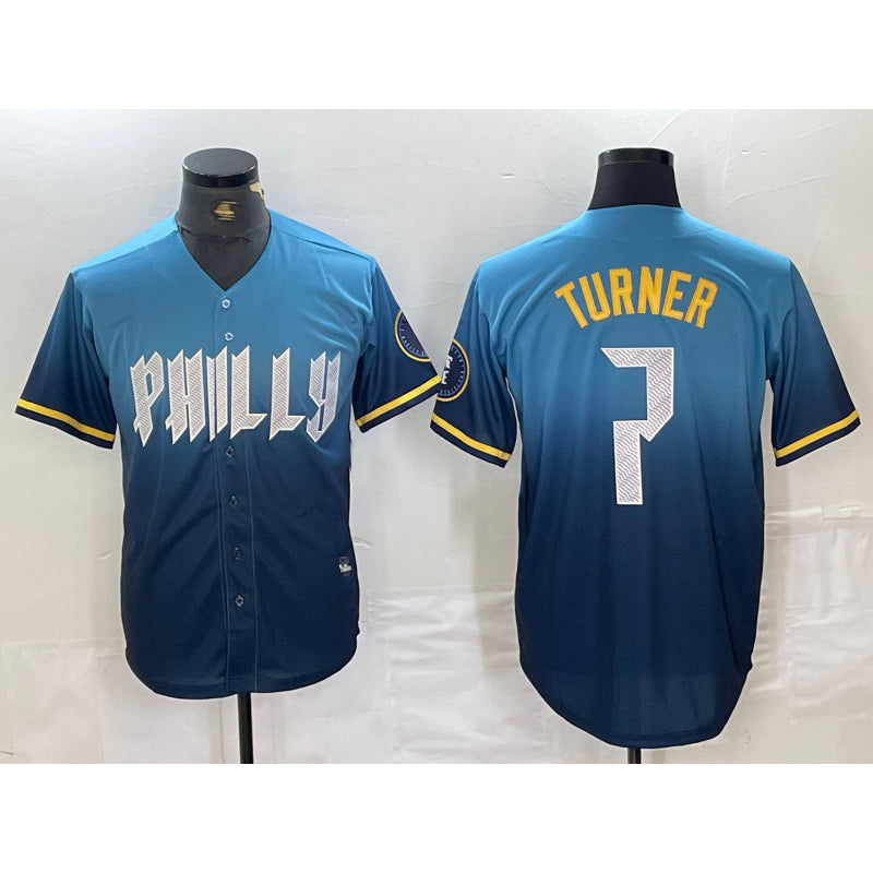 Philadelphia Phillies #7 Trea Turner Blue Jermy 2024 City Connect Limited Stitched Jersey