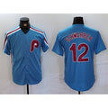 Philadelphia Phillies #12 Kyle Schwarber Blue Jermy Cool Base Stitched Jersey