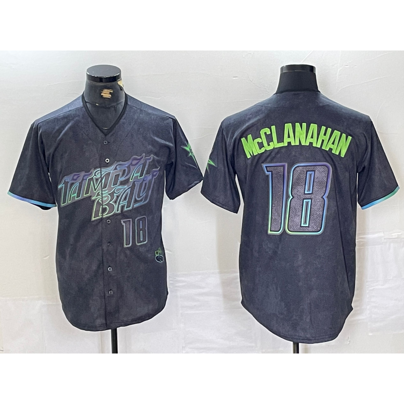 Tampa Bay Rays #18 Shane McClanahan Number Charcoal Jermy 2024 City Connect Limited Stitched Jersey 2