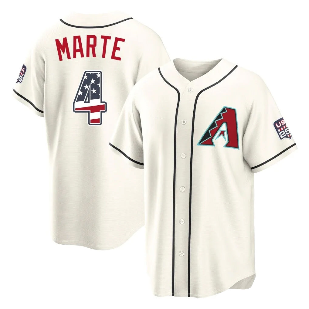 Arizona Diamondbacks #4 Ketel Marte Player Cream Jermy USA 250 Fourth of July Home Game Stitched Jerseys