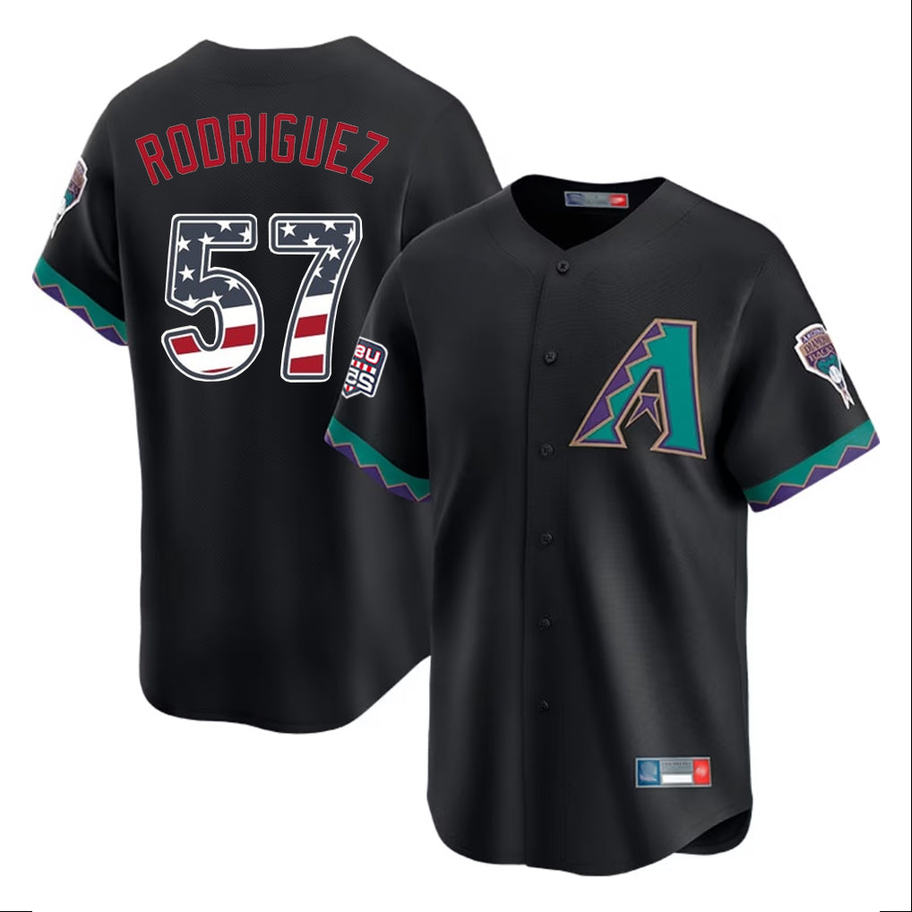 Arizona Diamondbacks #57 Eduardo Rodriguez Player Black Jermy USA 250 Fourth of July Home Game Stitched Jerseys