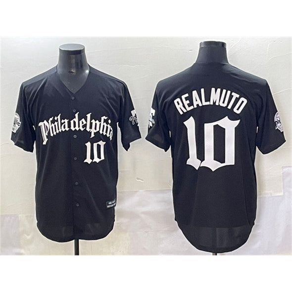Philadelphia Phillies #10 J.T. Realmuto Black Jermy Gothic Vapor Limited Stitched Jersey