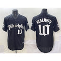 Philadelphia Phillies #10 J.T. Realmuto Black Jermy Gothic Vapor Limited Stitched Jersey