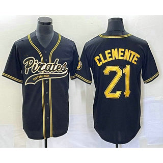 Pittsburgh Pirates #21 Roberto Clemente Black Jermy Cool Base Stitched Jersey
