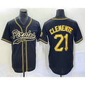Pittsburgh Pirates #21 Roberto Clemente Black Jermy Cool Base Stitched Jersey