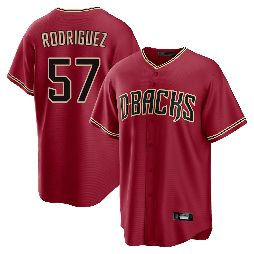 Arizona Diamondbacks #57 Eduardo Rodriguez Player Red Jermy Home Game Stitched Jerseys