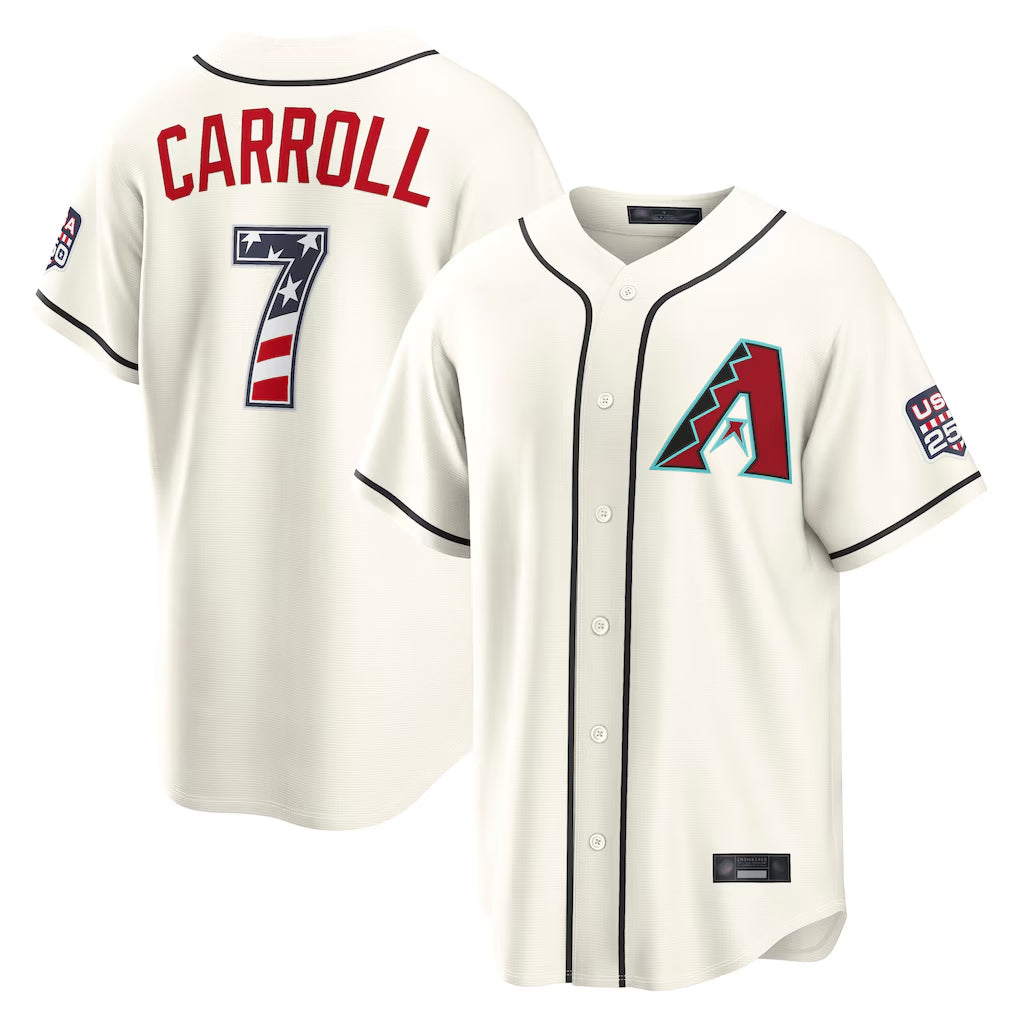 Arizona Diamondbacks #7 Corbin Carroll Player Cream Jermy USA 250 Fourth of July Home Game Stitched Jerseys