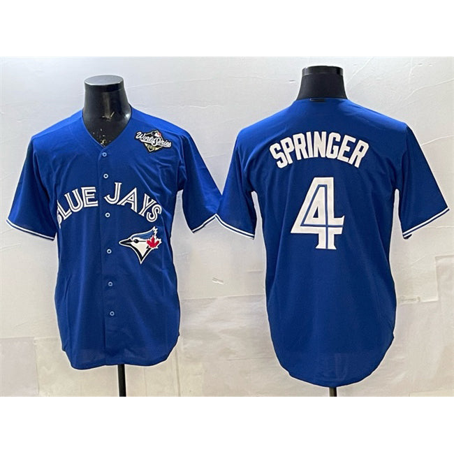 Toronto Blue Jays #4 George Springer Navy Jermy 2025 World Series Home Cool Base Stitched Jersey