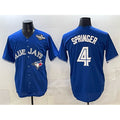 Toronto Blue Jays #4 George Springer Navy Jermy 2025 World Series Home Cool Base Stitched Jersey