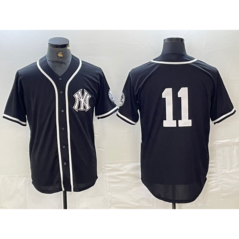 New York Yankees #11 Anthony Volpe No Name Black White Jermy Cool Base Stitched Jersey