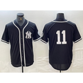 New York Yankees #11 Anthony Volpe No Name Black White Jermy Cool Base Stitched Jersey