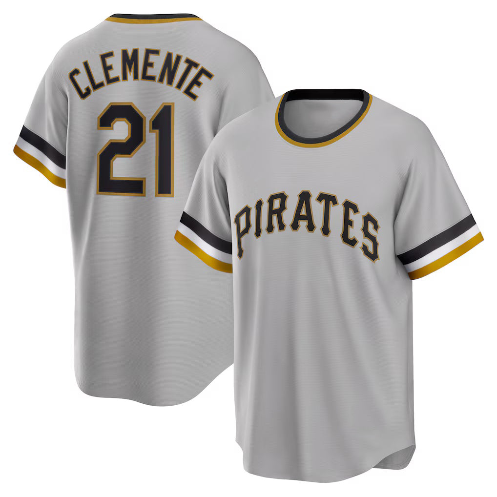 Pittsburgh Pirates #21 Roberto Clemente Gray Jermy Road Cooperstown Collection Player Jersey