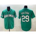 Seattle Mariners #29 Cal Raleigh Aqua Jermy With 2025 AL West Division Champions Patch Limited Stitched jersey
