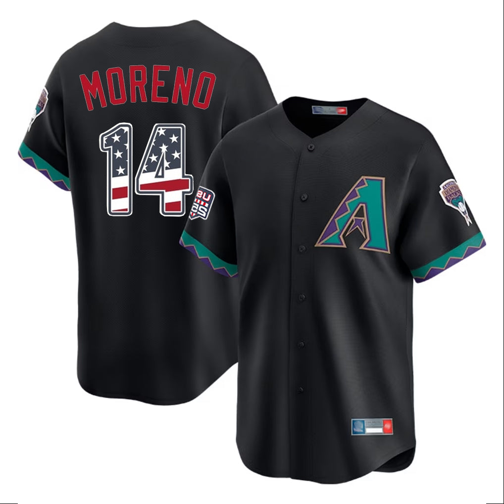 Arizona Diamondbacks #14 Gabriel Moreno Player Black Jermy USA 250 Fourth of July Home Game Stitched Jerseys