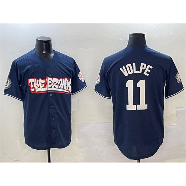 New York Yankees #11 Anthony Volpe Navy Jermy Bronx Graffiti Vapor Limited Stitched Jersey