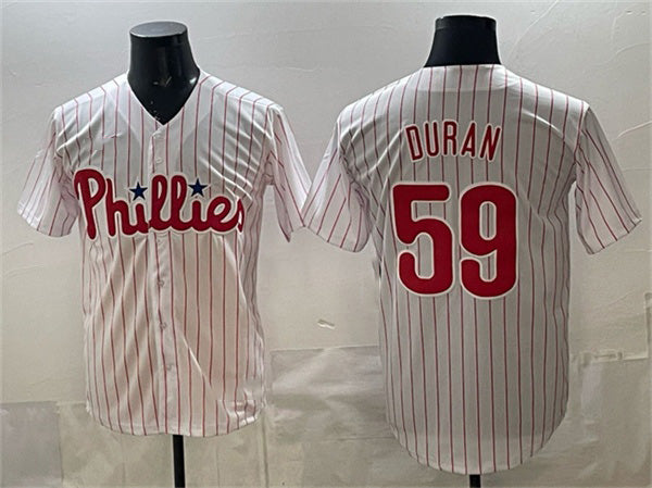 Philadelphia Phillies #59 Jhoan Dur¨¢n White Jermy Cool Base Stitched Jersey