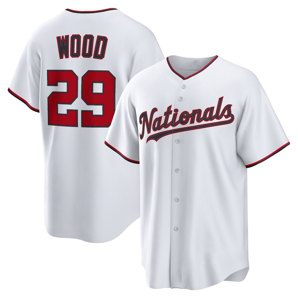 Washington Nationals #29 James Wood White Jermy Home Replica Jersey