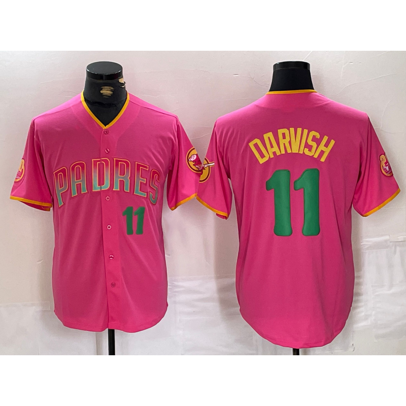 San Diego Padres #11 Yu Darvish Pink Jermy Player Number Fashion Jersey
