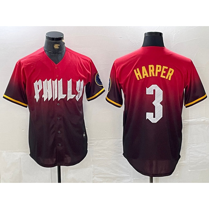 Philadelphia Phillies #3 Bryce Harper Red Jermy 2024 City Cool Base Jersey