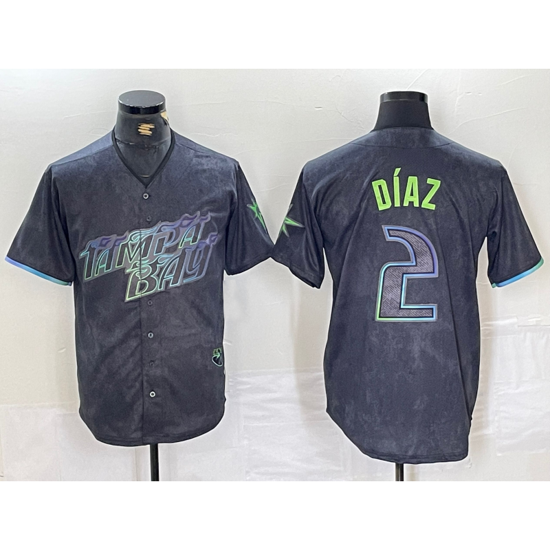 Tampa Bay Rays #2 Yandy Diaz Charcoal Jermy 2024 City Connect Limited Stitched Jersey