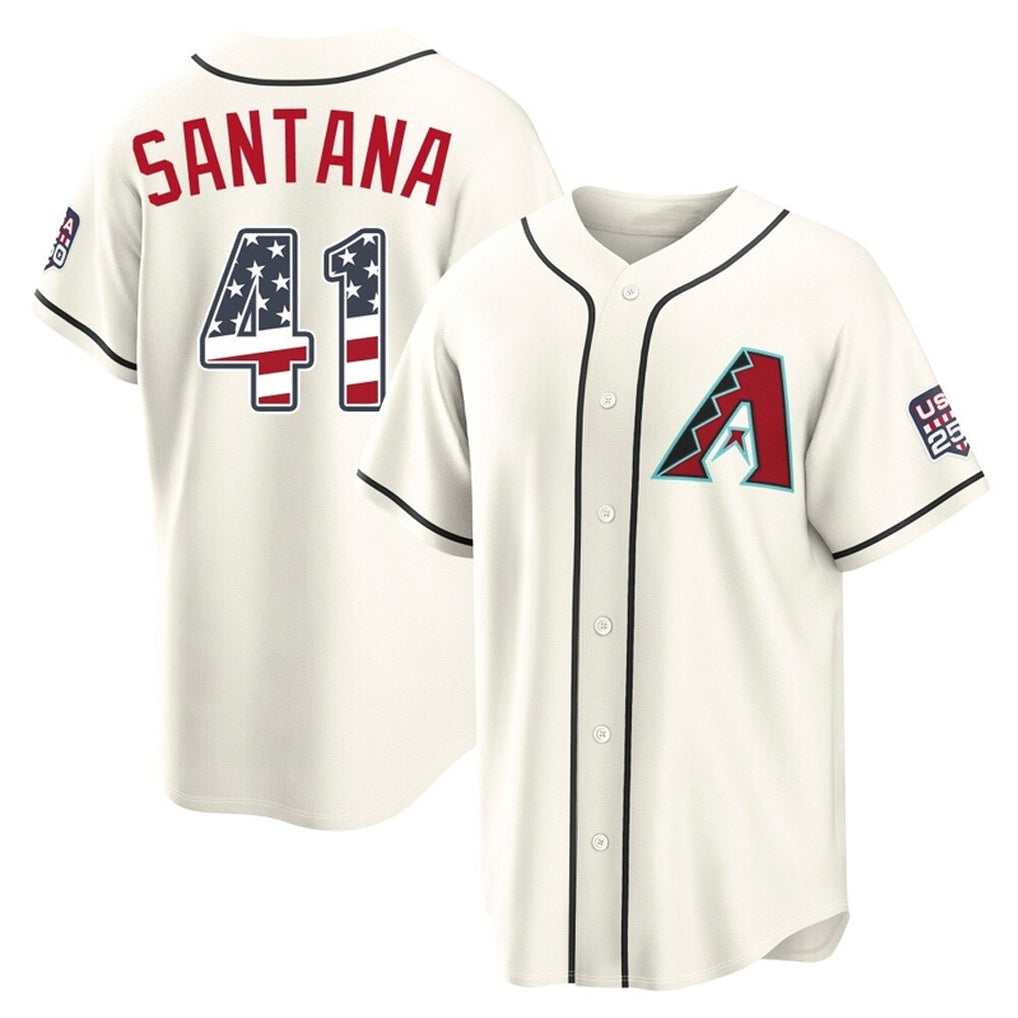 Arizona Diamondbacks #41 Carlos Santana Player Cream Jermy USA 250 Fourth of July Home Game Stitched Jerseys