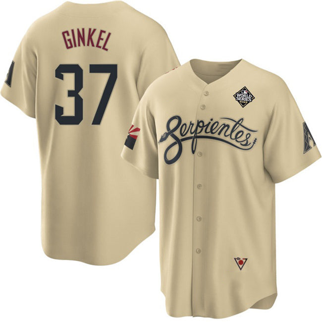 Arizona Diamondbacks #37 Kevin Ginkel Gold Jermy 2023 World Series City Connect Cool Base Stitched Jersey