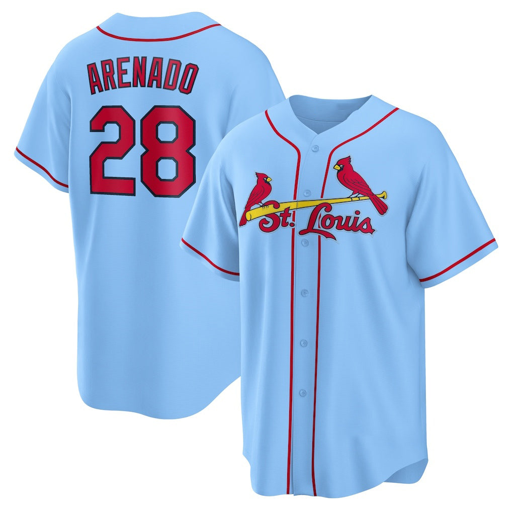 St. Louis Cardinals #28 Nolan Arenado Light Blue Jermy Alternate Official Replica Player Jersey