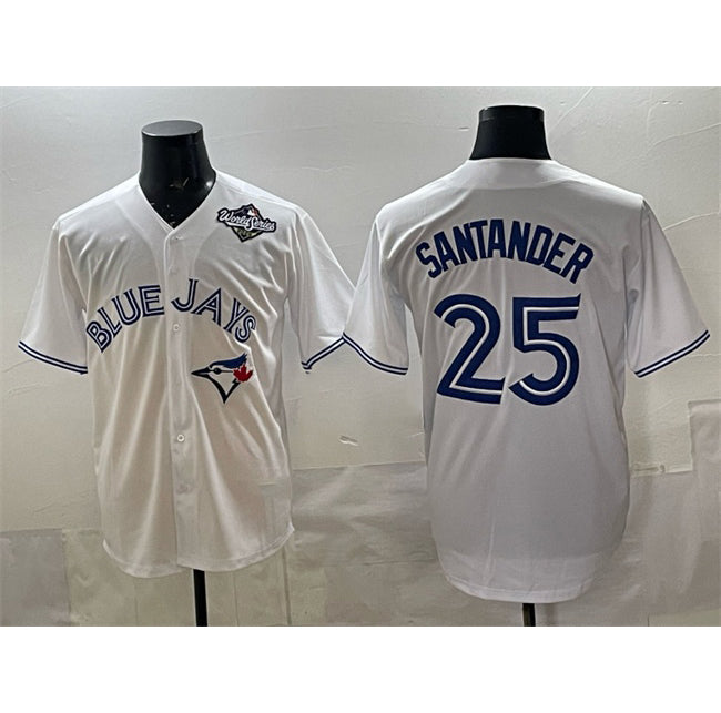 Toronto Blue Jays #25 Anthony Santander White Jermy 2025 World Series Home Cool Base Stitched Jersey