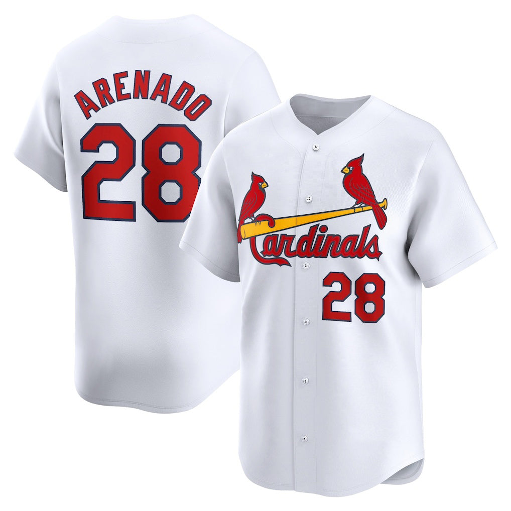 St. Louis Cardinals #28 Nolan Arenado White Jermy Home Limited Player Jersey