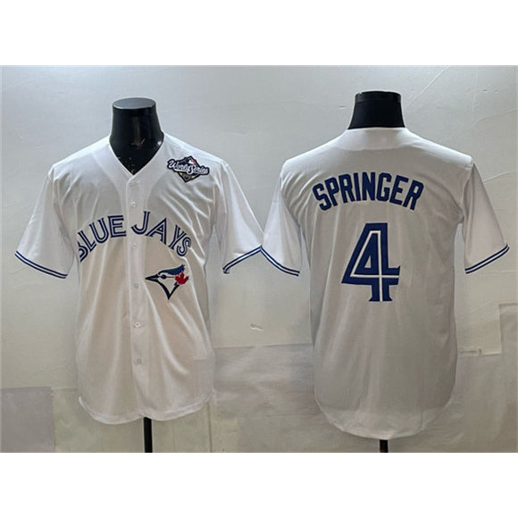 Toronto Blue Jays #4 George Springer White Jermy 2025 World Series Home Cool Base Stitched Jersey