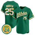 Oakland Athletics #25 Brent Rooker Green Jermy 2024 Limited With Rickey Henderson Patch Stitched Jersey