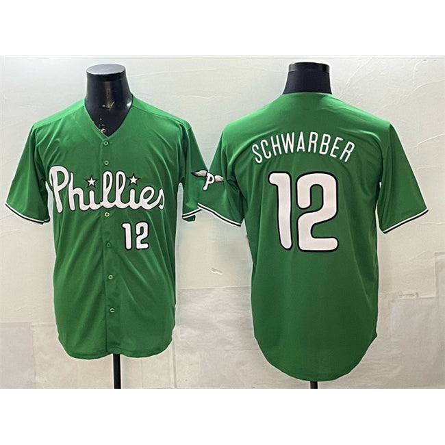 Philadelphia Phillies #12 Kyle Schwarber Green Jermy Limited Stitched Jersey