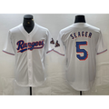 Texas Rangers #5 Corey Seager White Jermy 2023 World Series Champions Cool Base Jersey