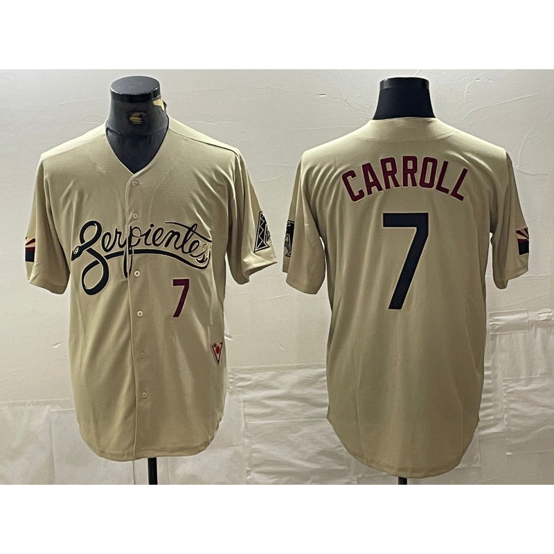 Arizona Diamondbacks #7 Corbin Carroll Number 2021 Gold Jermy City Connect Cool Base Stitched Jerseys