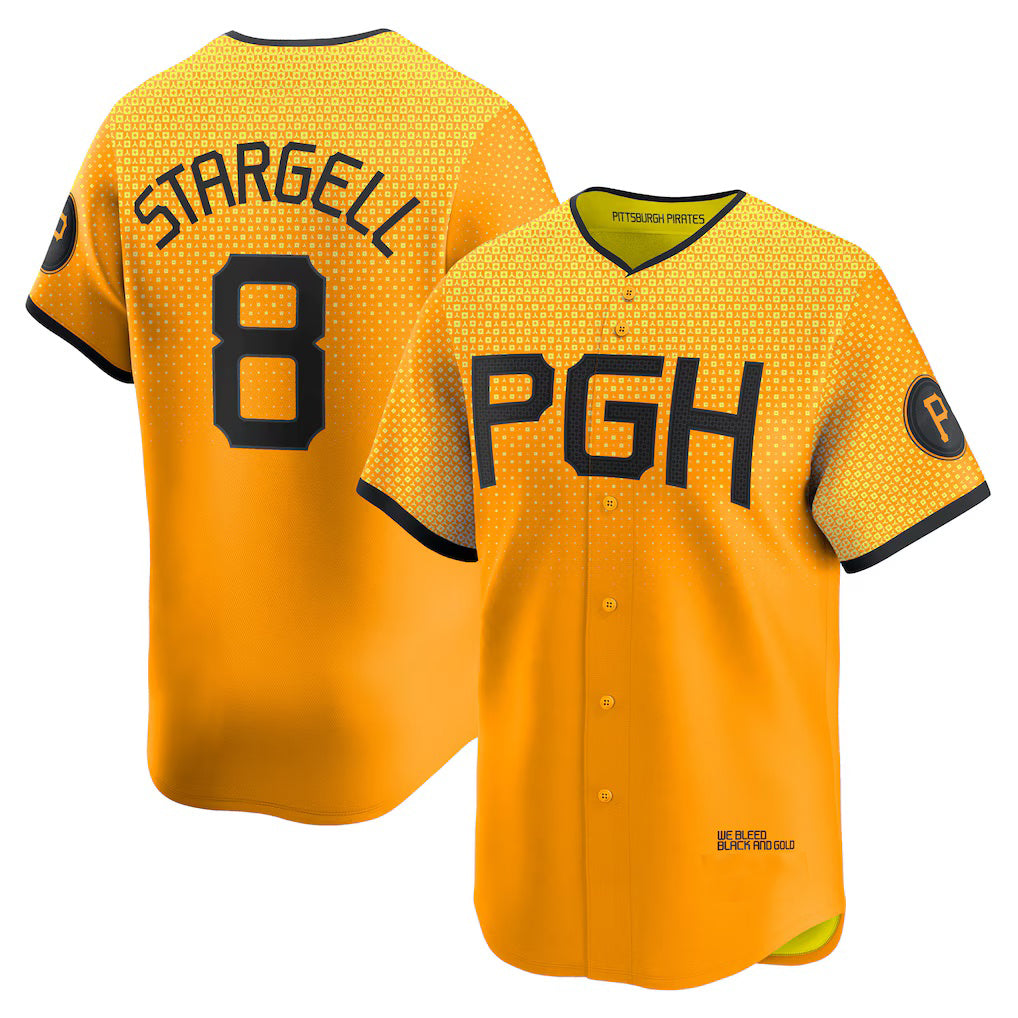 Pittsburgh Pirates #8 Willie Stargell Gold Jermy City Connect Limited Player Jersey