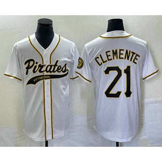 Pittsburgh Pirates #21 Roberto Clemente White Jermy Cool Base Stitched Jersey