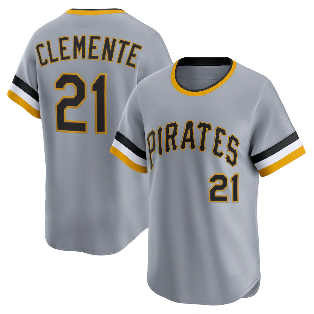 Pittsburgh Pirates #21 Roberto Clemente Gray Jermy Throwback Cooperstown Collection Limited Jersey