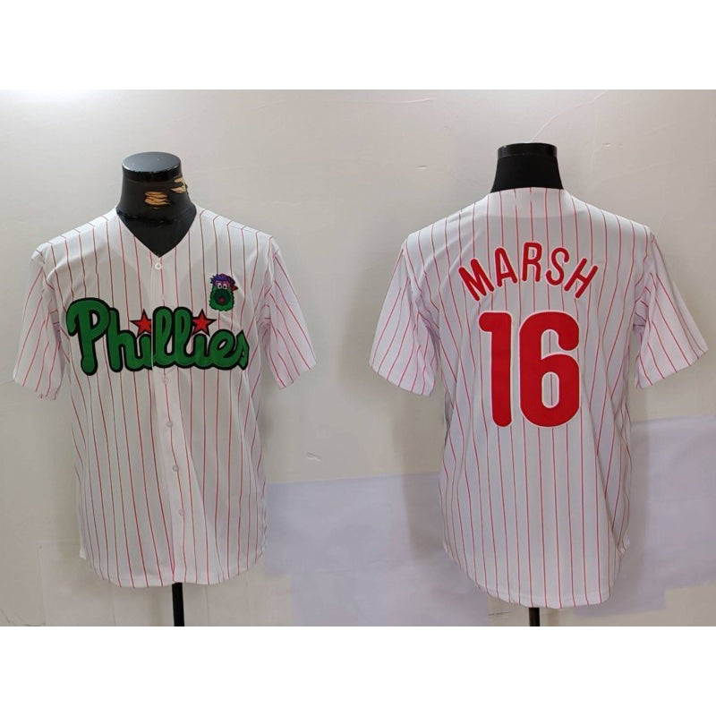Philadelphia Phillies #16 Brandon Marsh White Green Jermy Cool Base Stitched Jersey 2
